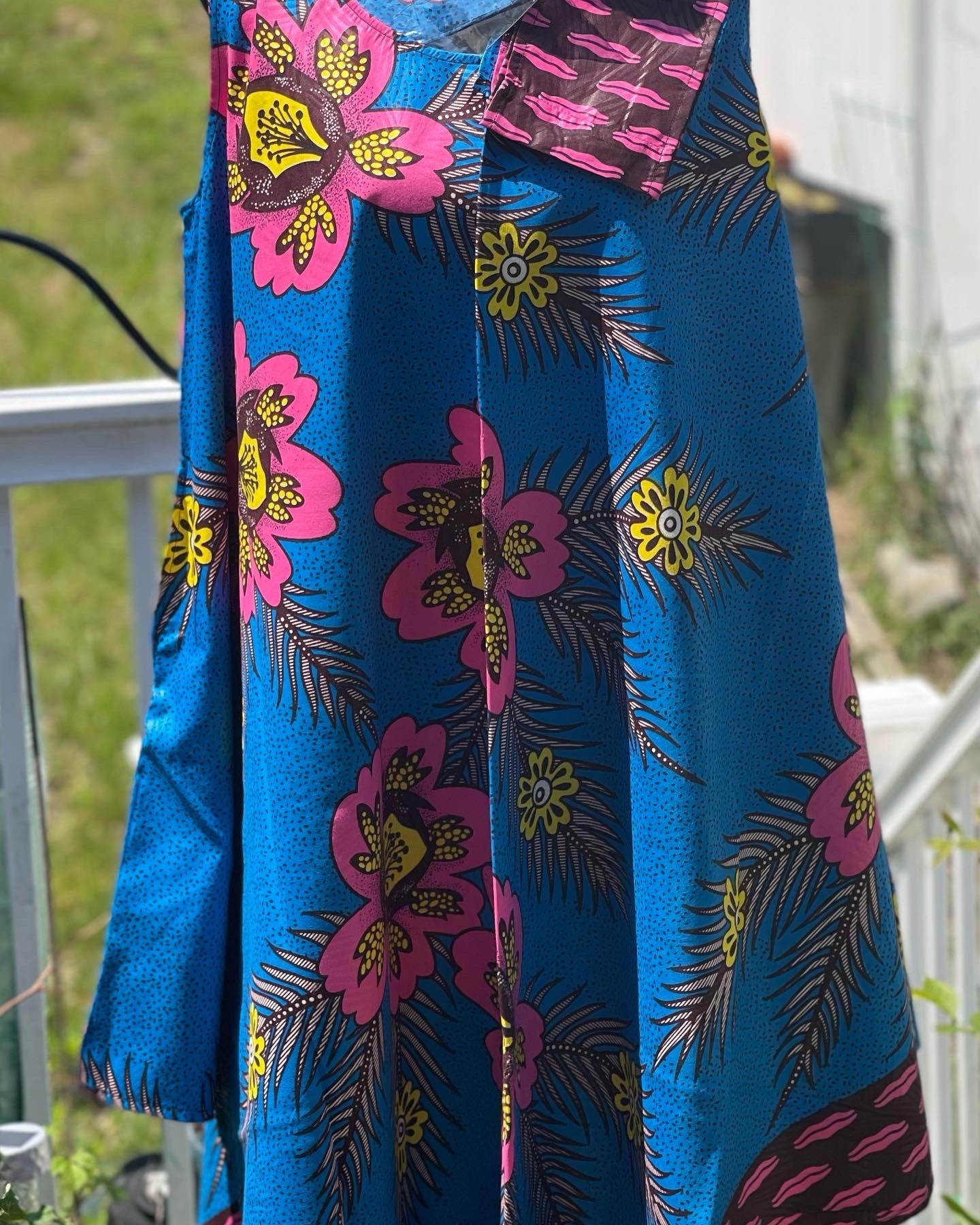 Print Dress ~ Blue with Flowers